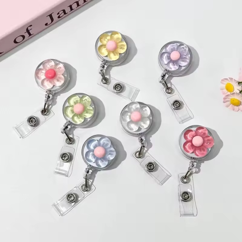 Xray Tech Accessories - Cute Floral Retractable Badge Reel Transparent