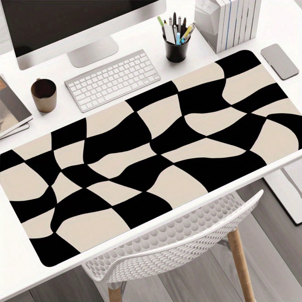 Tech Accessories Designer - Large Black & Beige Checkerboard Gaming