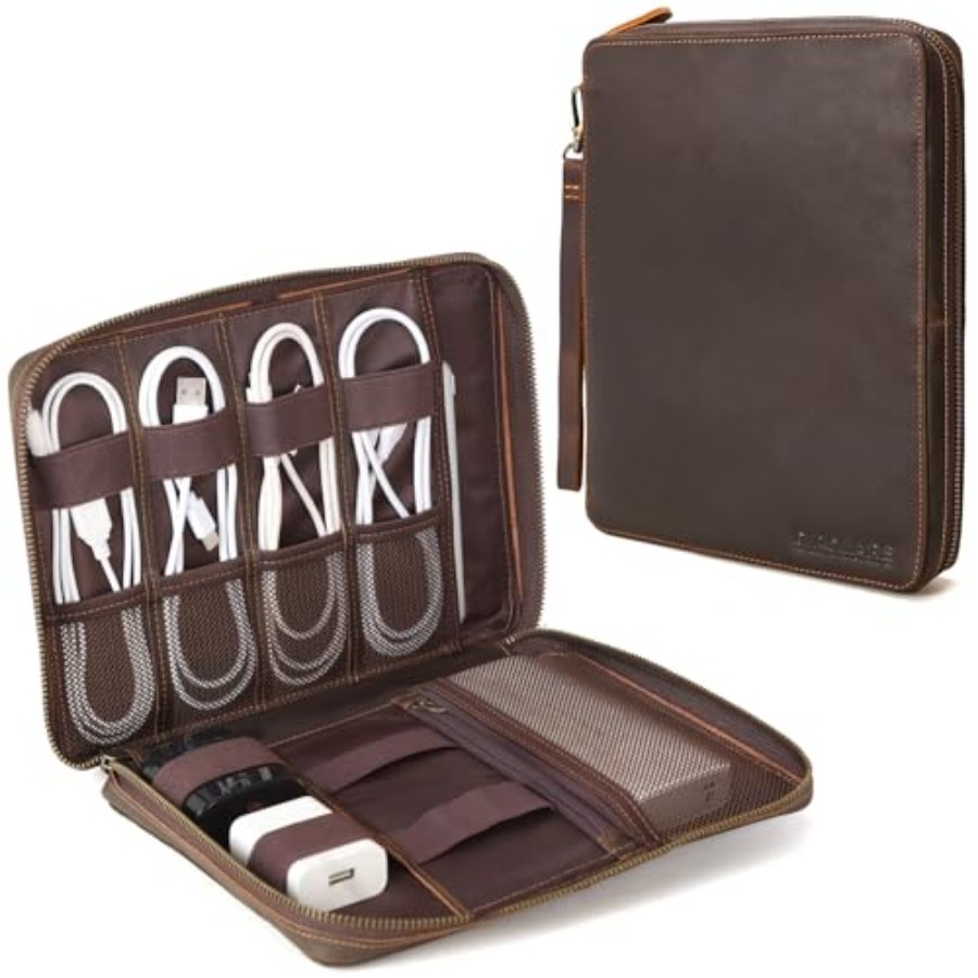 Tech Accessories For Travel - Polare Full Grain Leather Travel Cable