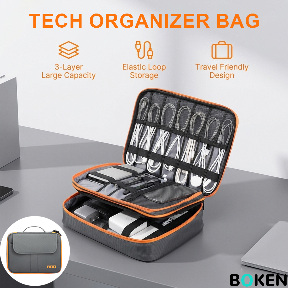 Tech Accessories For Travel - Large Capacity Tech Organizer Bag Portable