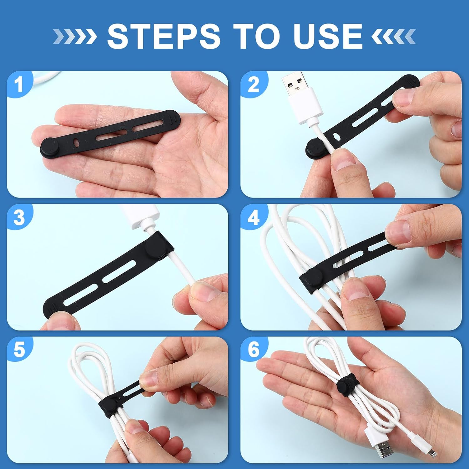 42 Pcs Silicone Cable Ties Reu - огляд і ціна Travel Cable Organizer